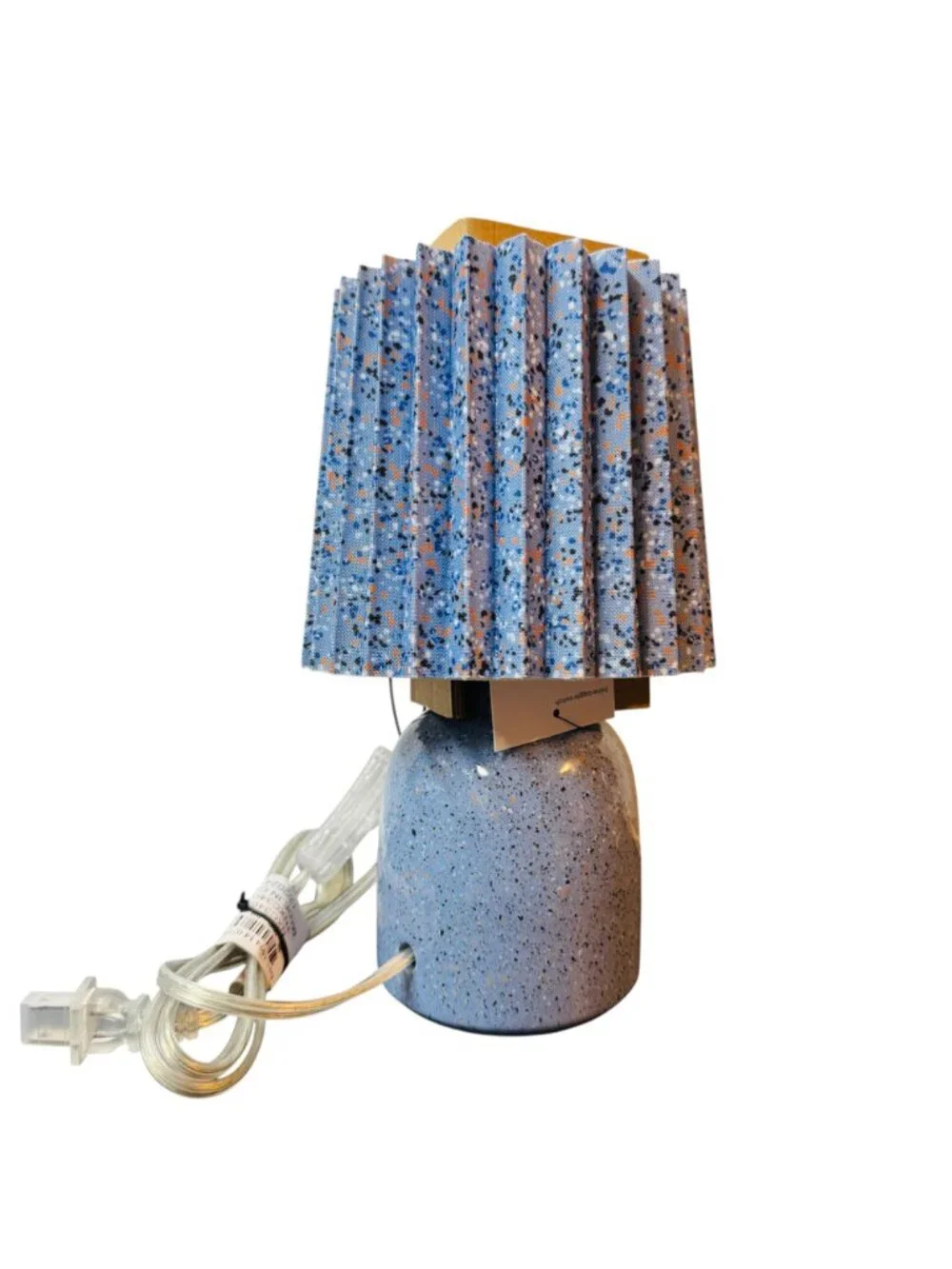 Room Essentials Blue Speckled Ceramic Table Lamp With Accordion Shade - 10.5 Inc